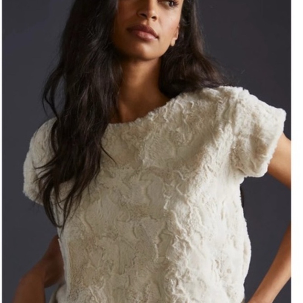 Anthropologie Faux Fur Tshirt